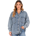 Chambray Washed Button Down Long Sleeve Shirt