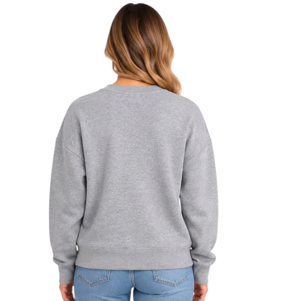 Heather Grey Basic Knit Sweater With Drop Shoulder