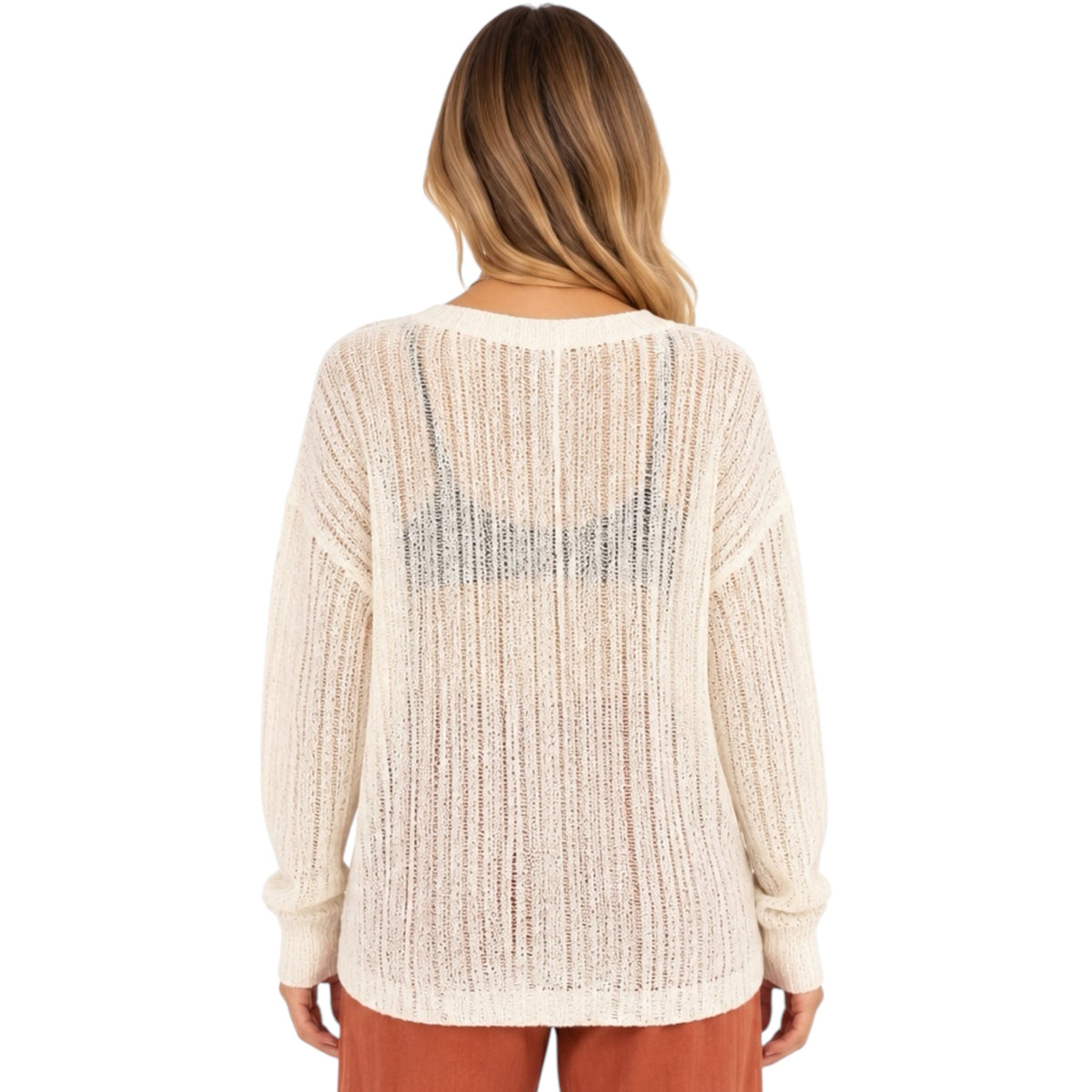 Whip Cream Knitted Sheer Sweater