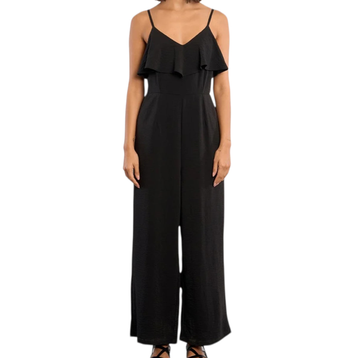 Black Ruffled Jumpsuit S