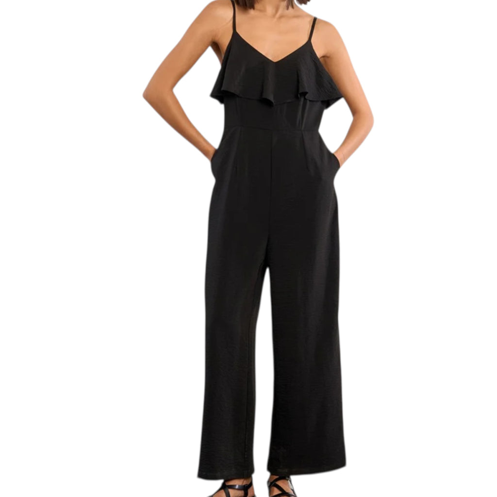 Black Ruffled Jumpsuit S
