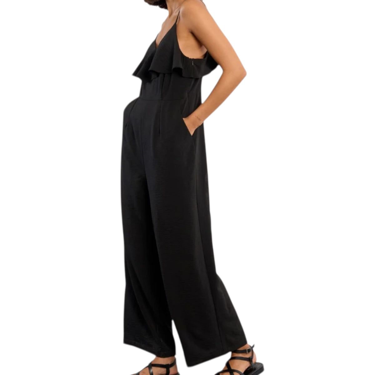 Black Ruffled Jumpsuit S
