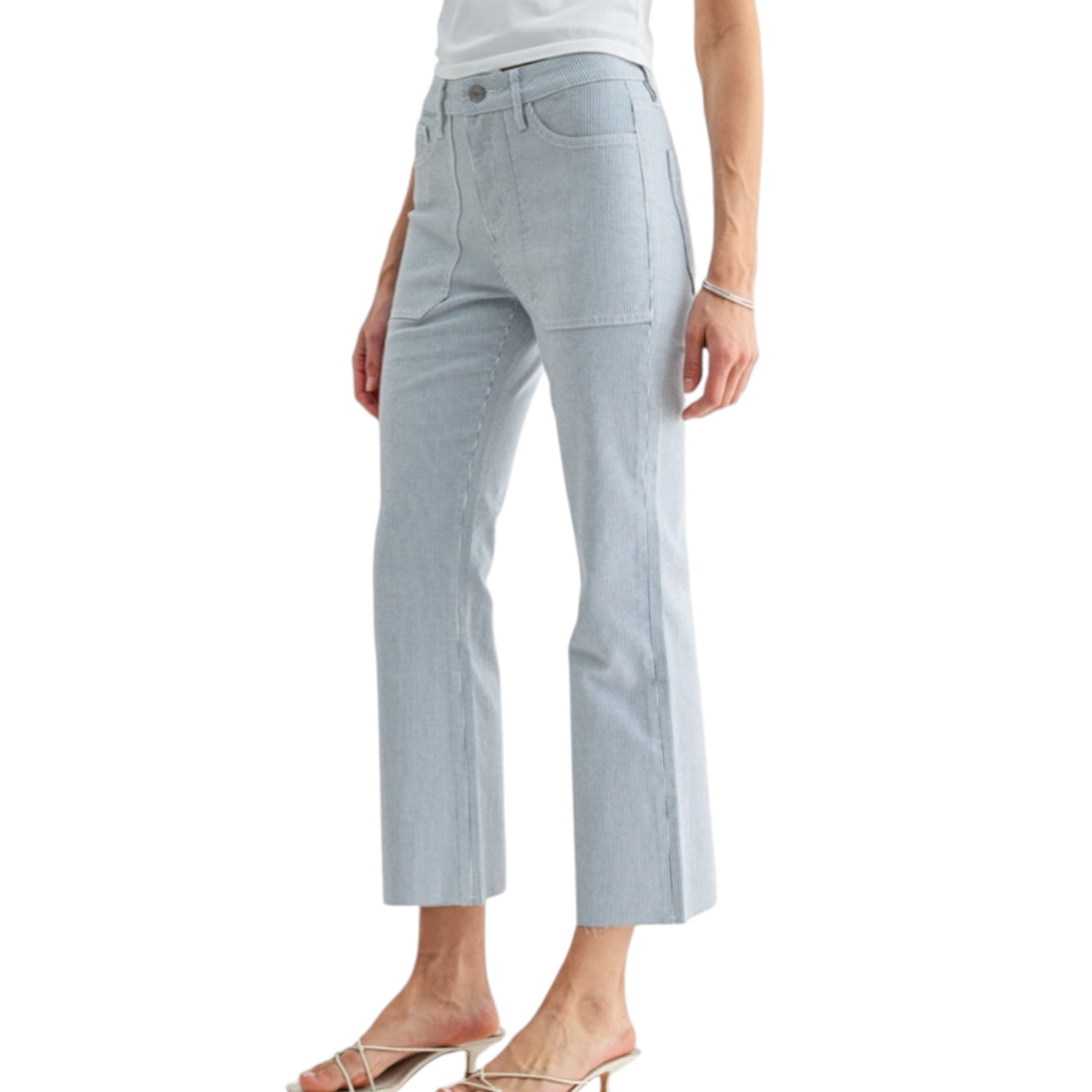 MICA High Rise Bootcut Raw Hem Stripe Jeans MDP-B3900M