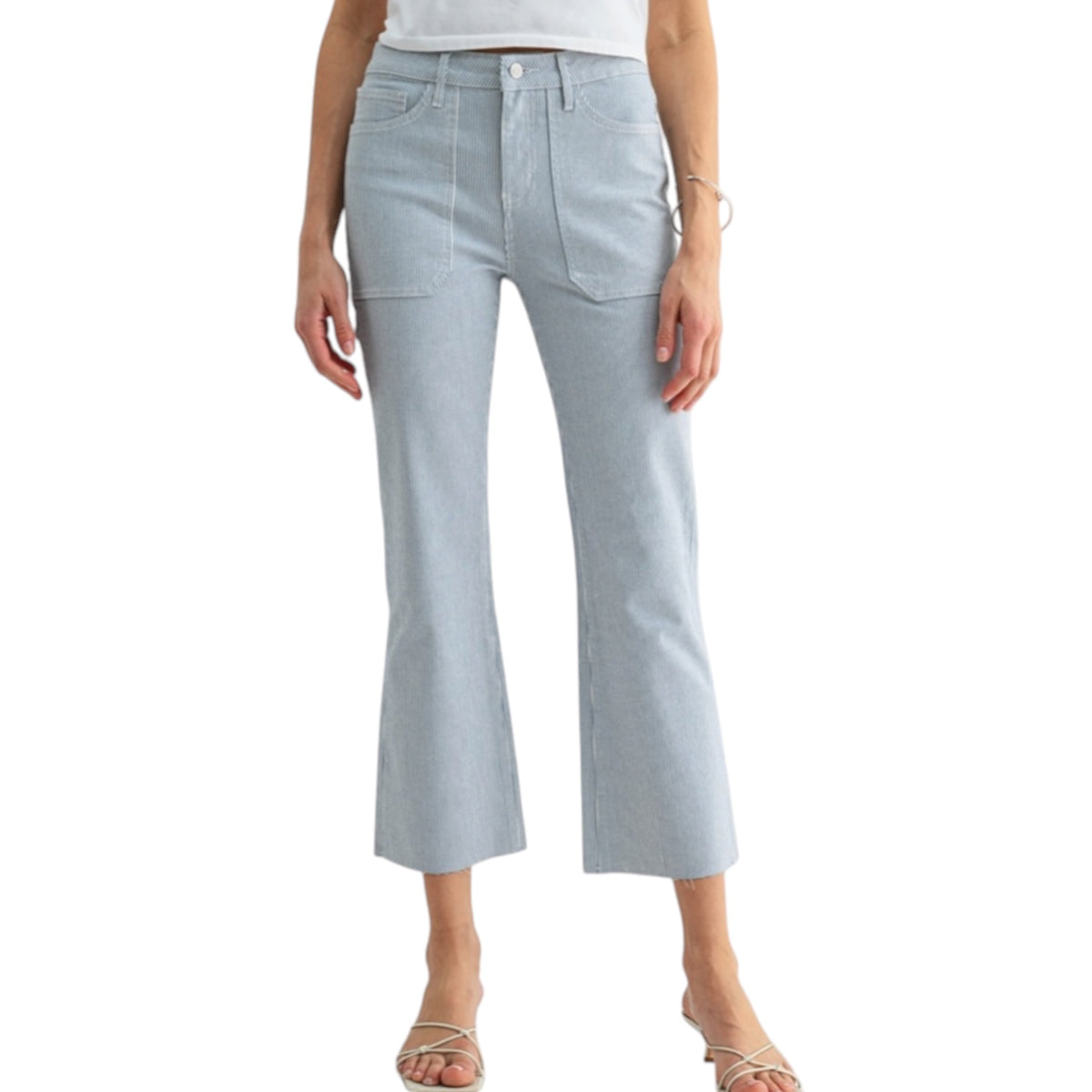 MICA High Rise Bootcut Raw Hem Stripe Jeans MDP-B3900M