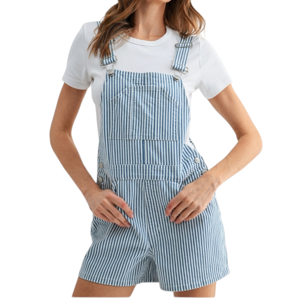 MICA MDP-V3913 Stripe Bib Overall Shorts