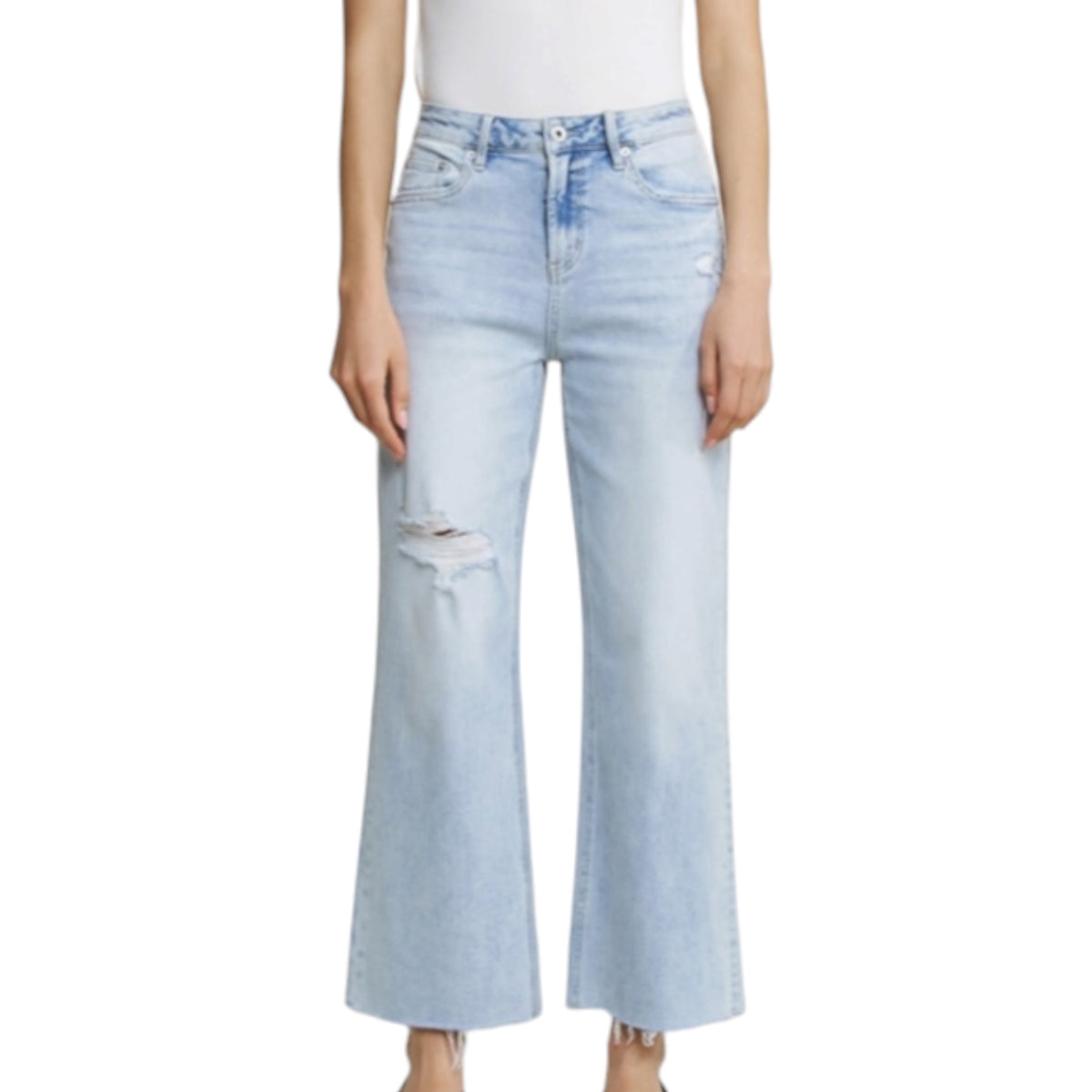 MICA MDP-W3449 Super High Rise Wide Leg Raw Hem