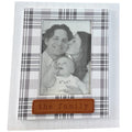 Wood 4x6 Plaid Frame with Leather Tag