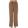 Brown Wide Leg Drawstring Lounge Pants