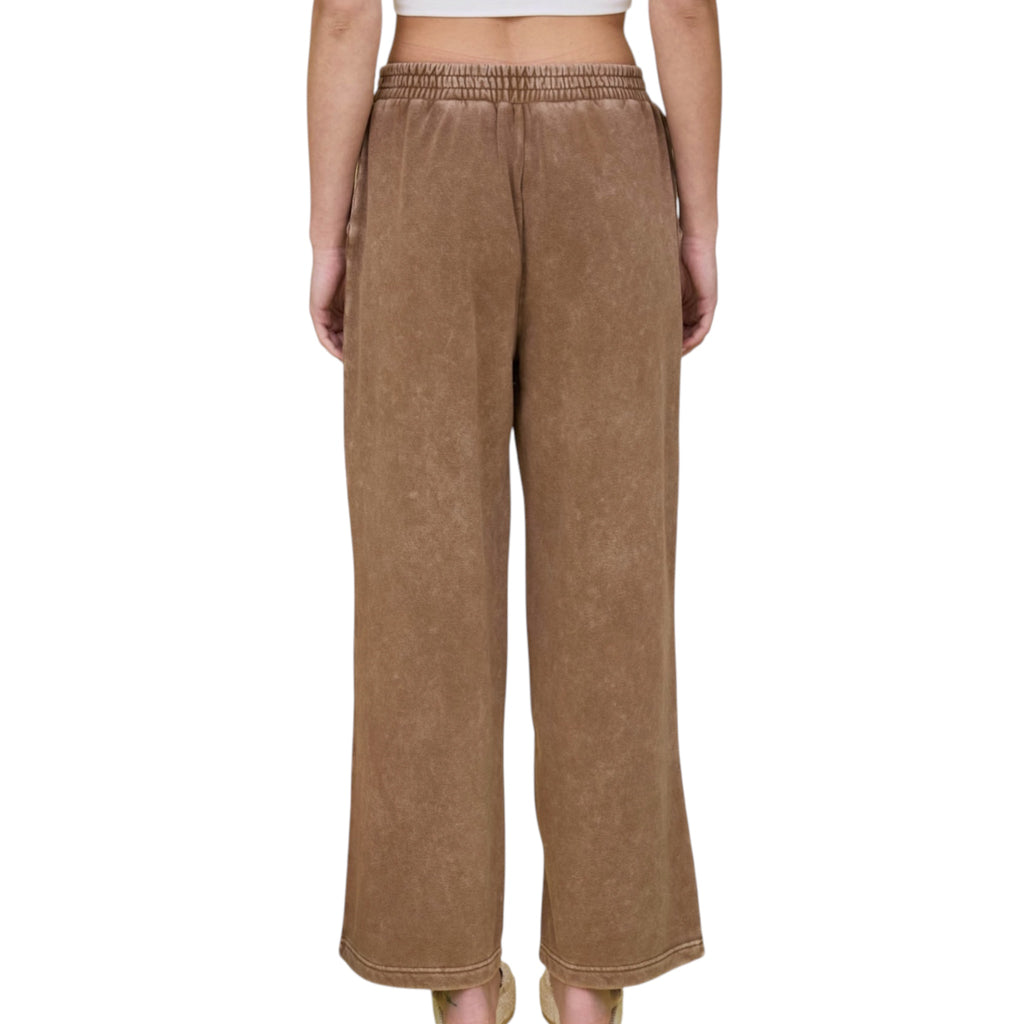 Brown Wide Leg Drawstring Lounge Pants