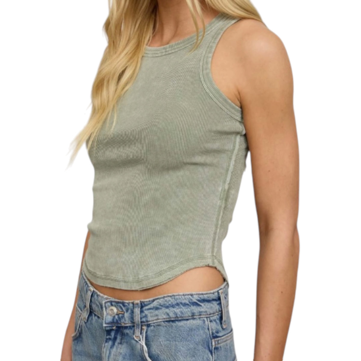 Dusty Green Sleeveless Knit Tank