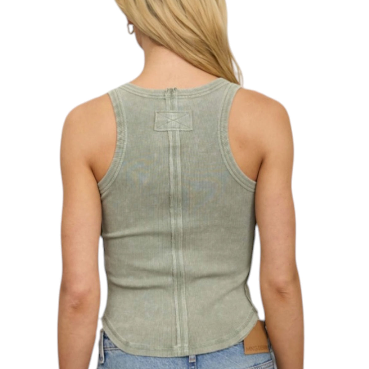 Dusty Green Sleeveless Knit Tank