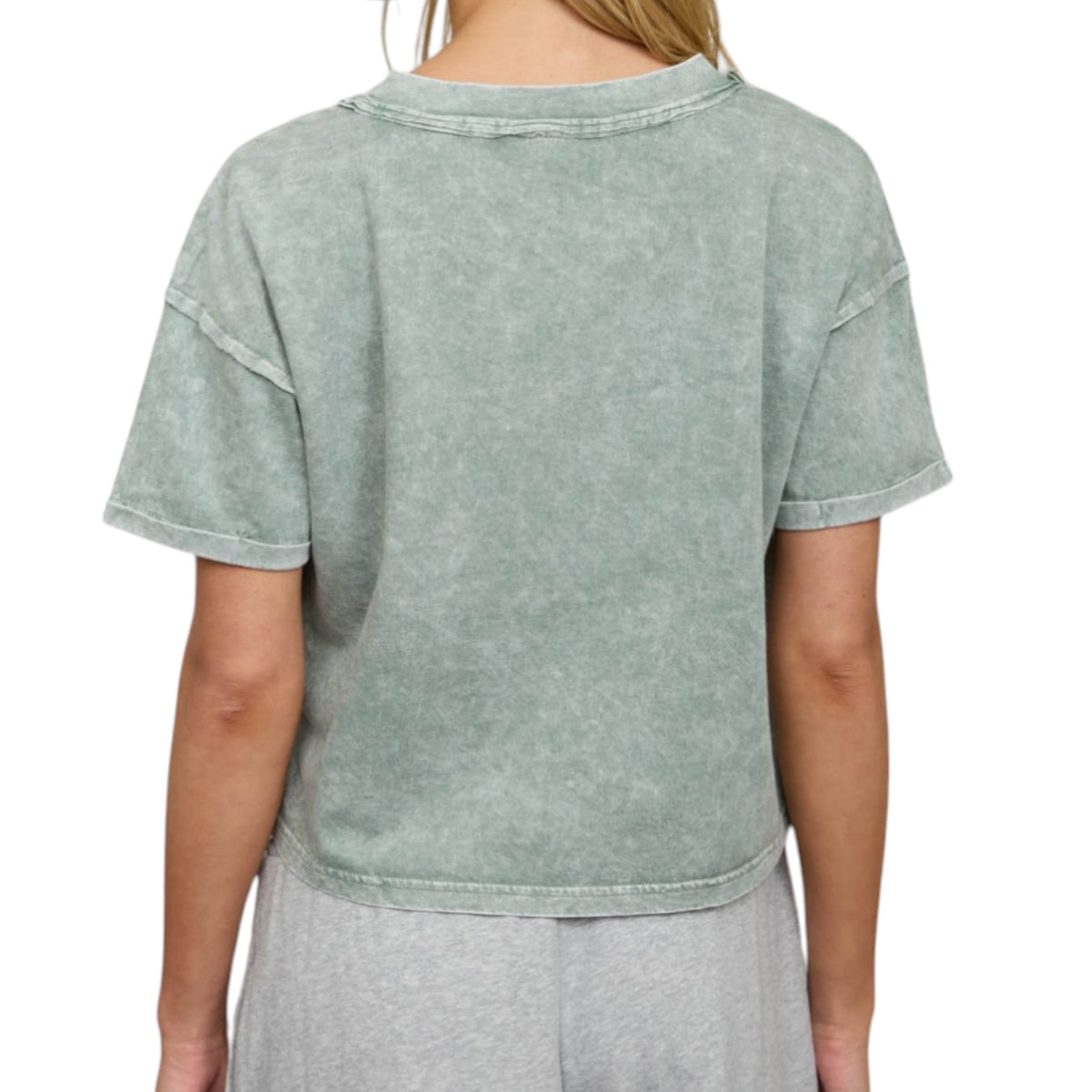 Olive V-Neck Boxy Knit Top