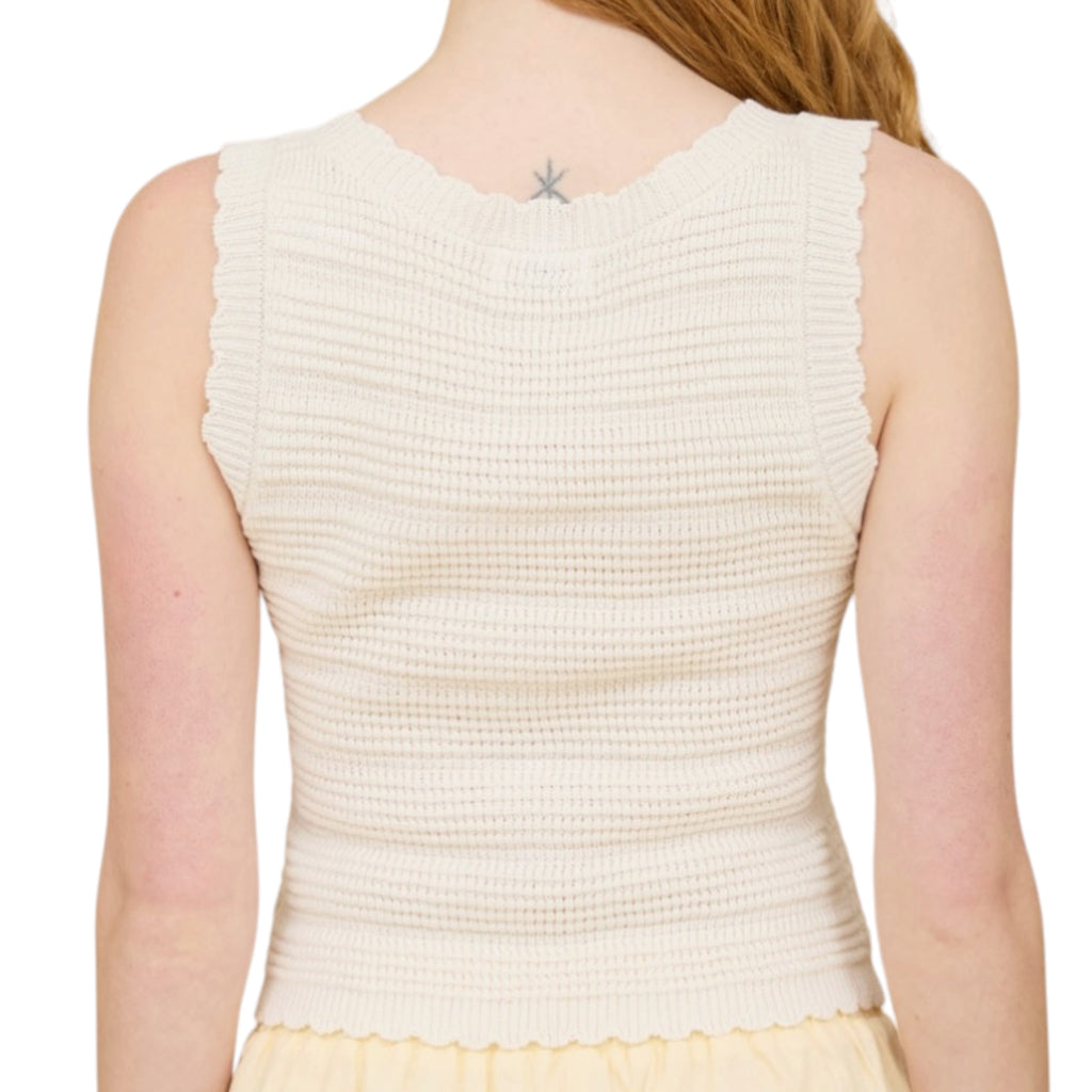 Oatmeal Crochet Knit Button Down Vest