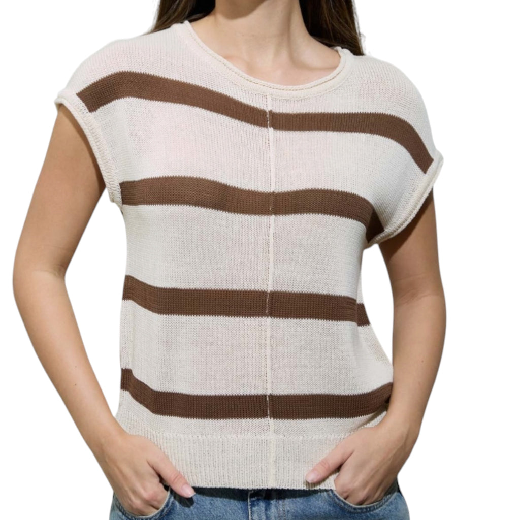 Oatmeal Stripe Sweater Top