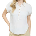 Natural Collared Button Down Top