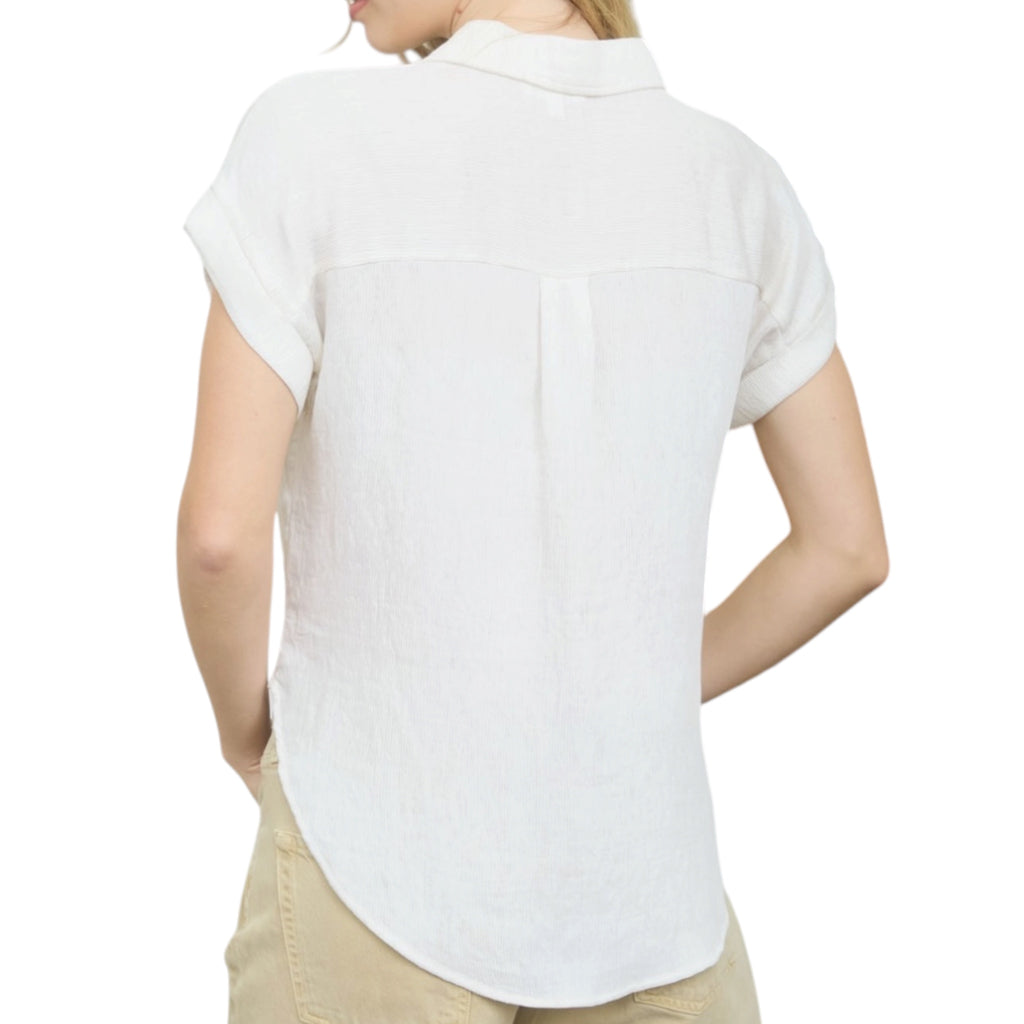 Natural Collared Button Down Top