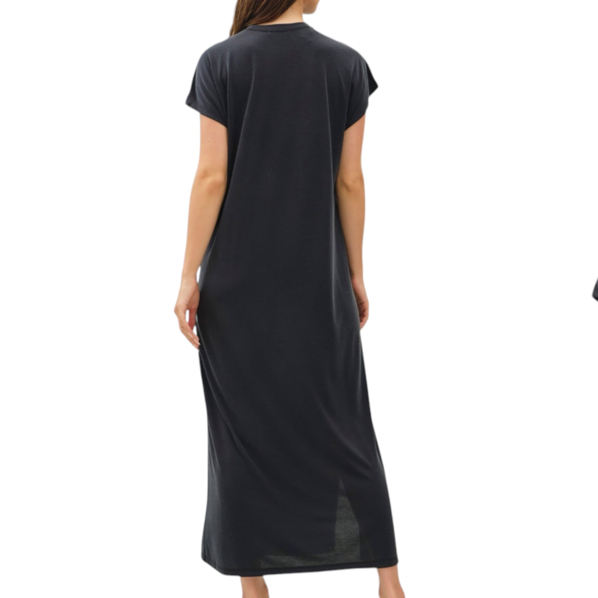 Black Everyday Essential Cap Sleeve Midi Dress