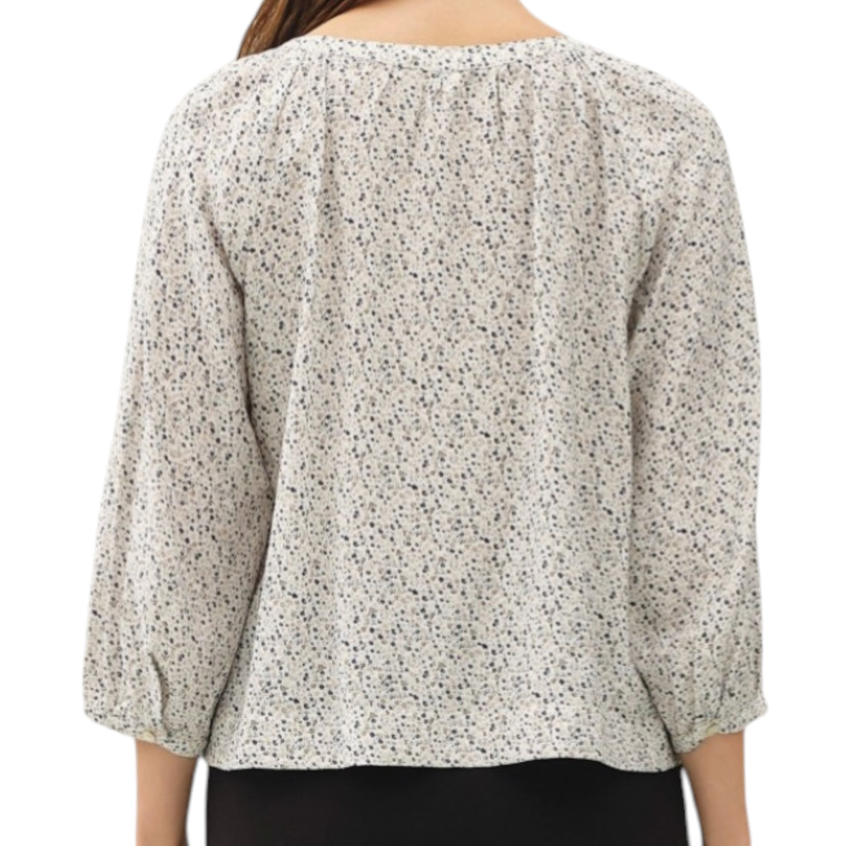 Taupe Printed Flowy 3/4 Sleeve Top