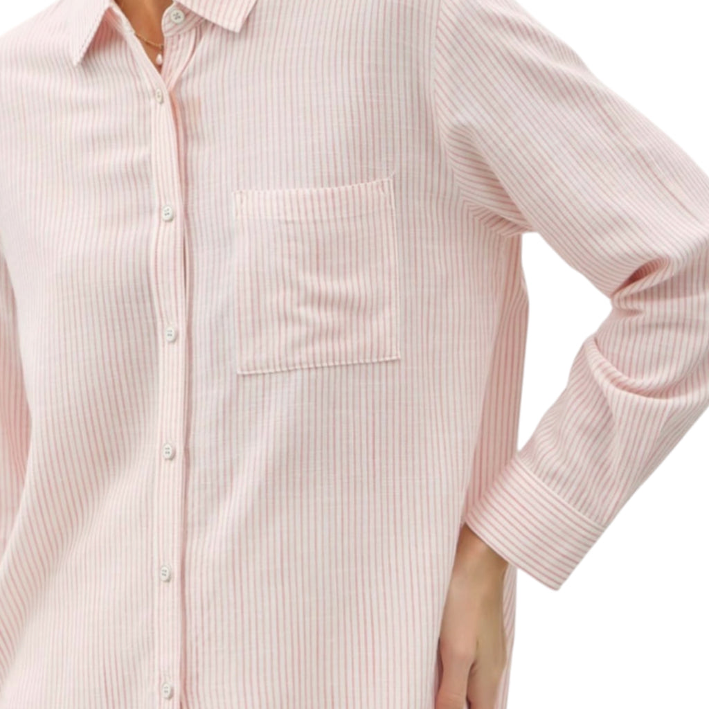 Light Coral Pinstripe Button Up Shirt