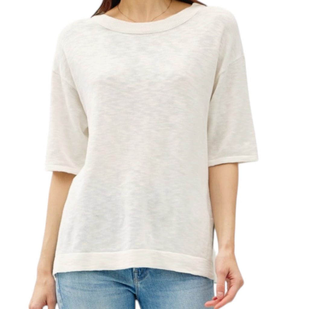 Off White S/S Slub Sweater Top
