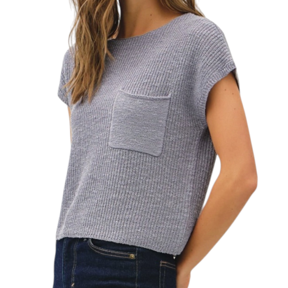 Slate Blue Knit Dolman Top