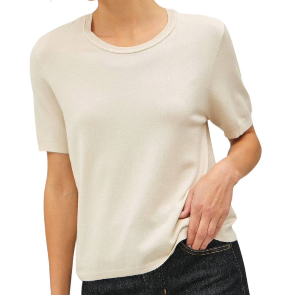 Natural Short Sleeve Sweater Top