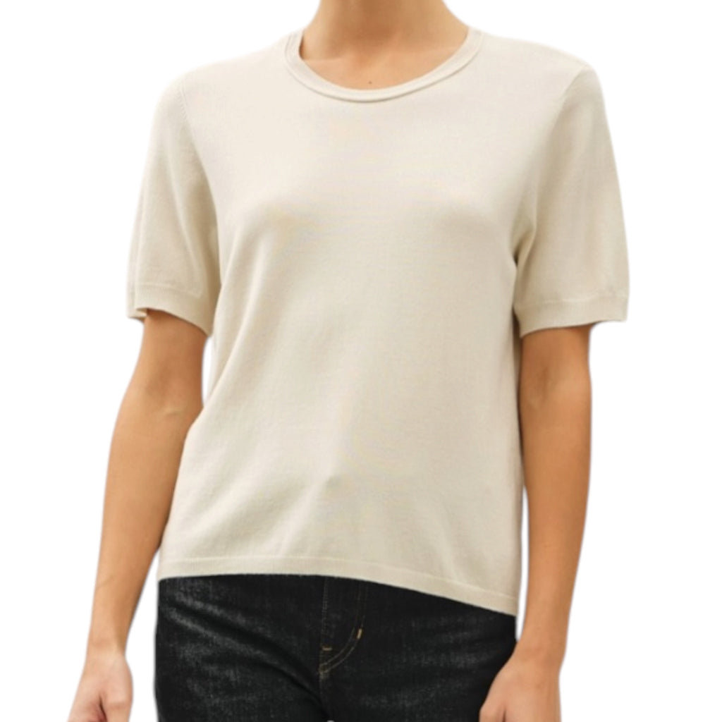Natural Short Sleeve Sweater Top
