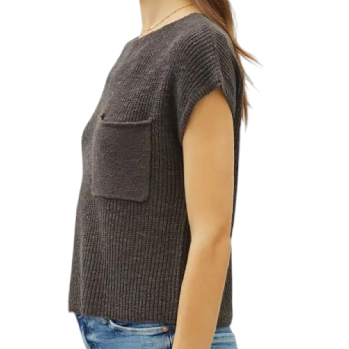 Dark Charcoal Knit Dolman Top
