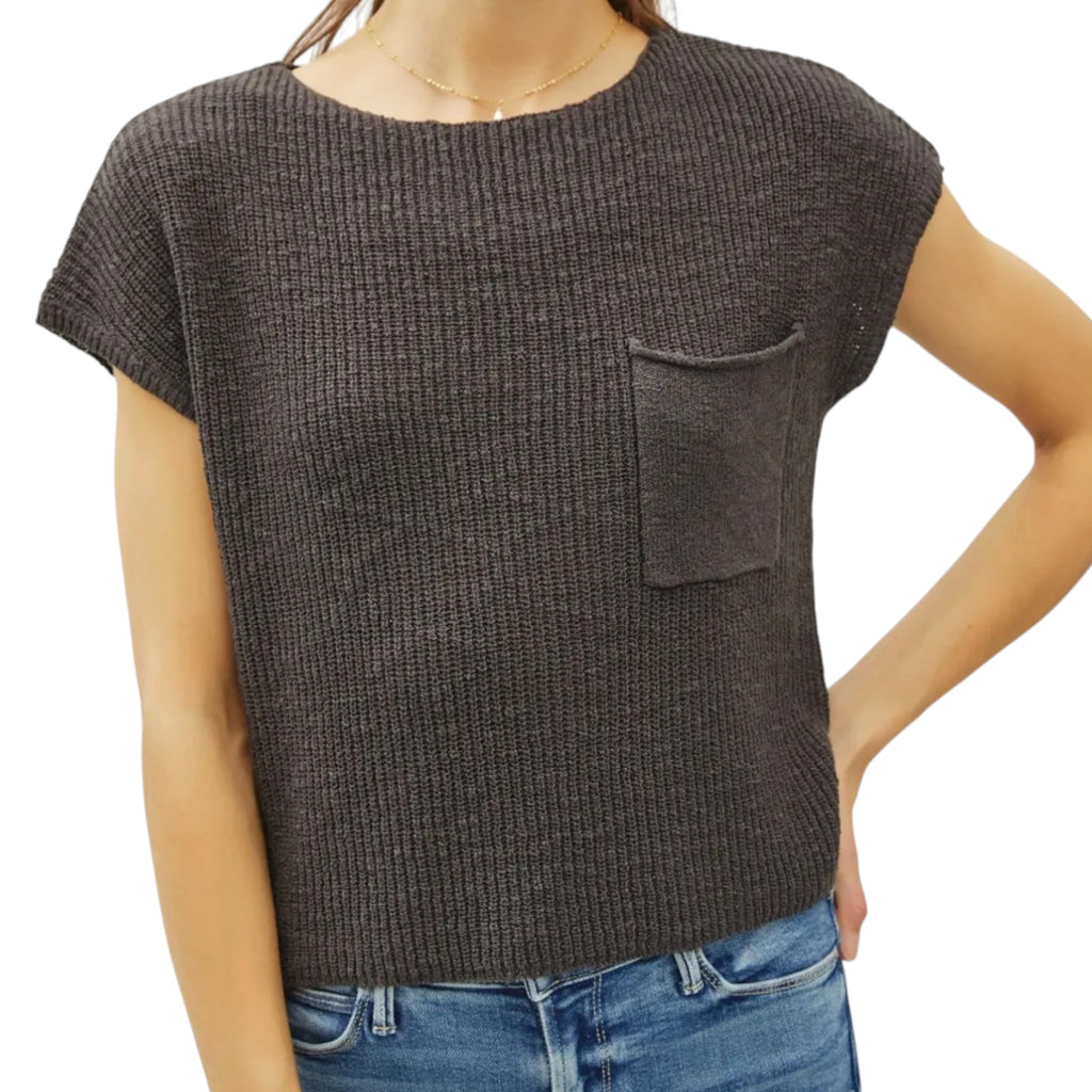 Dark Charcoal Knit Dolman Top