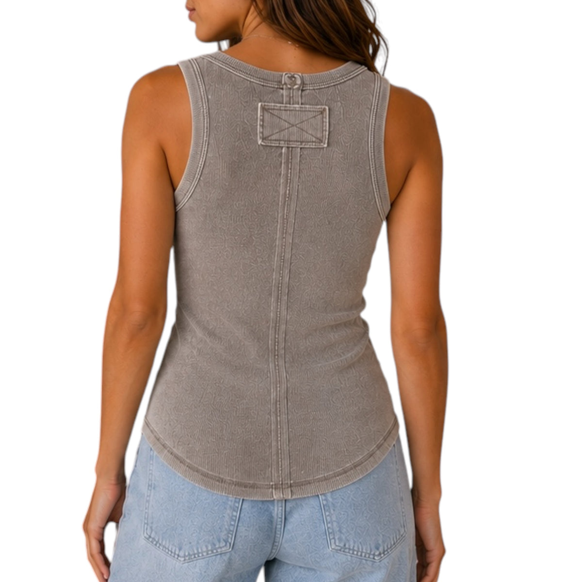 Grey Sleeveless Knit Tank