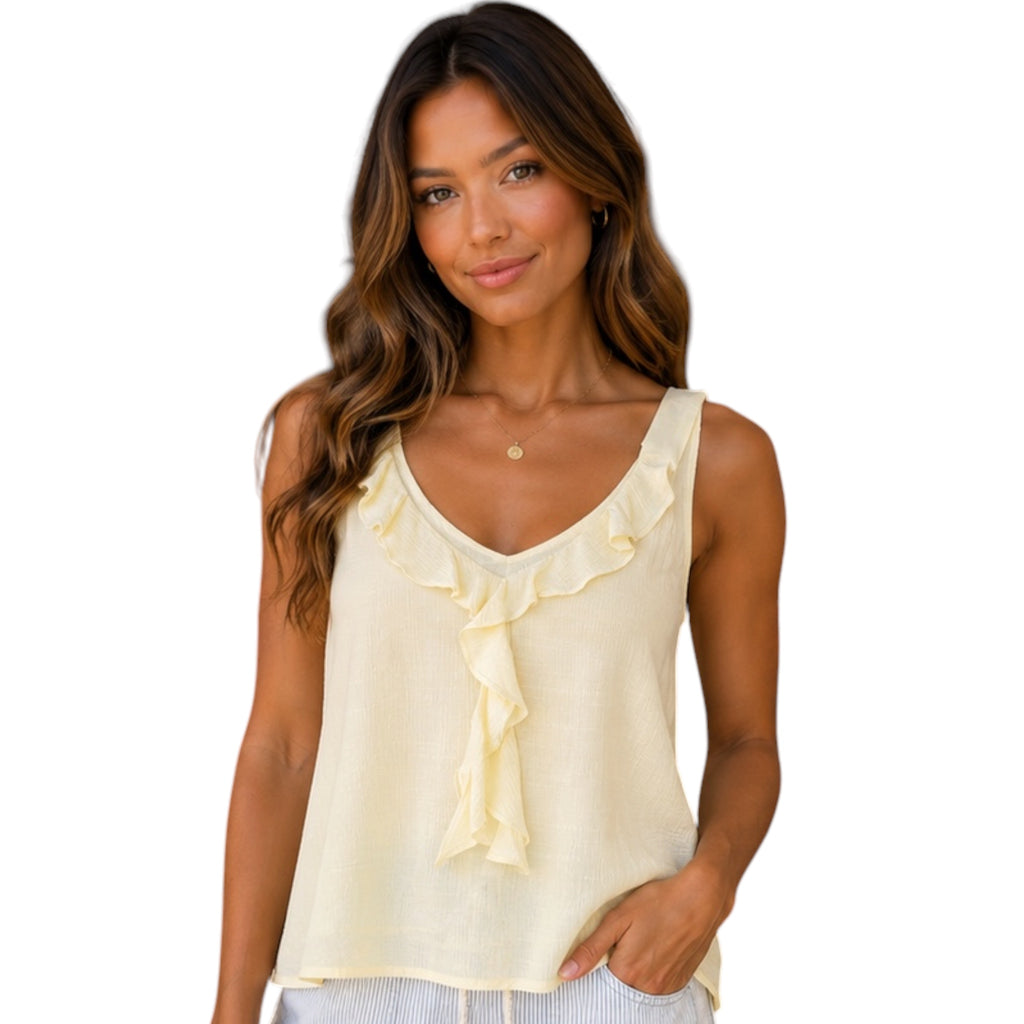 Butter Flowy Ruffled Tank