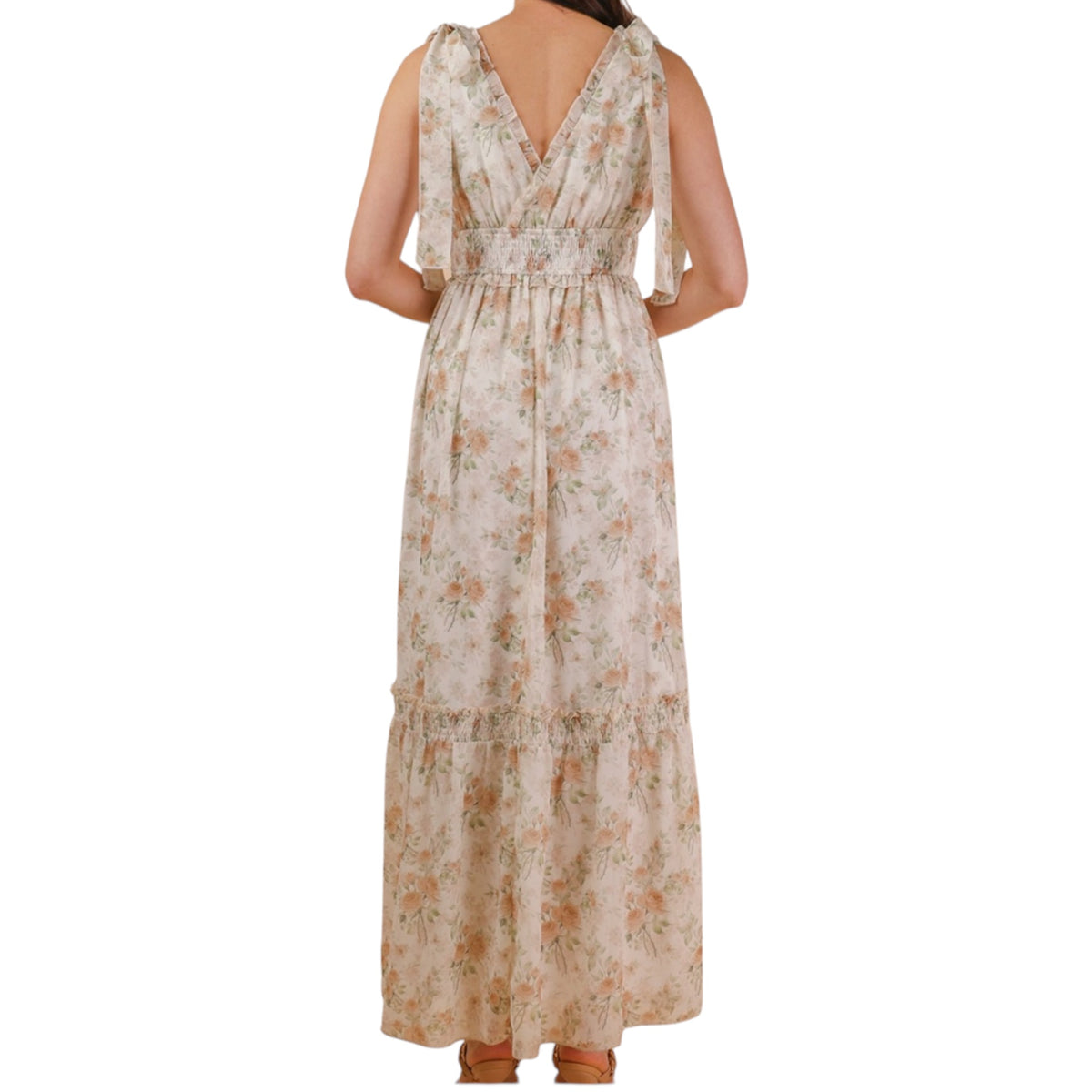 Peach Mix Floral Midi Dress