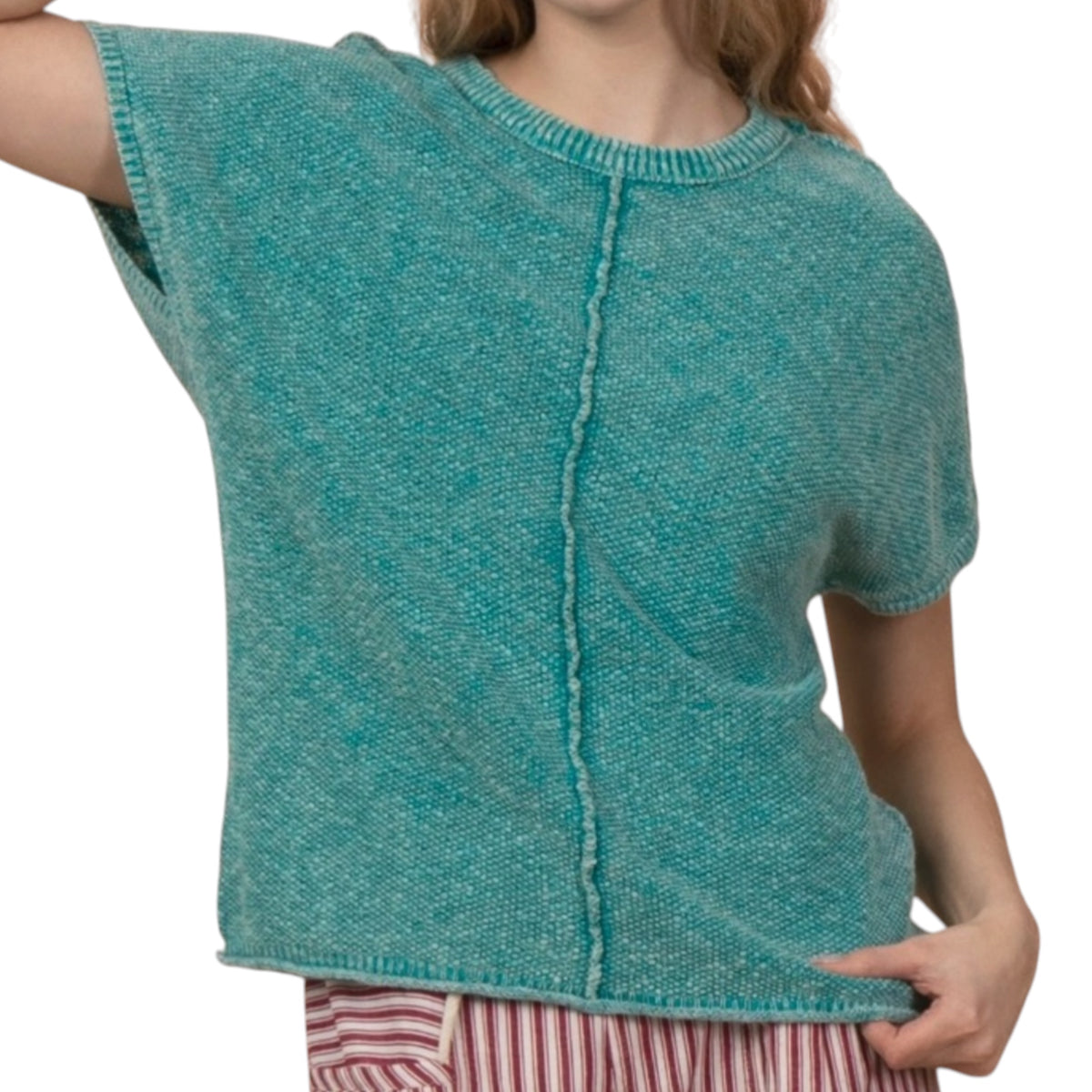SeaFoam Mineral Washed Knit Sweater Top