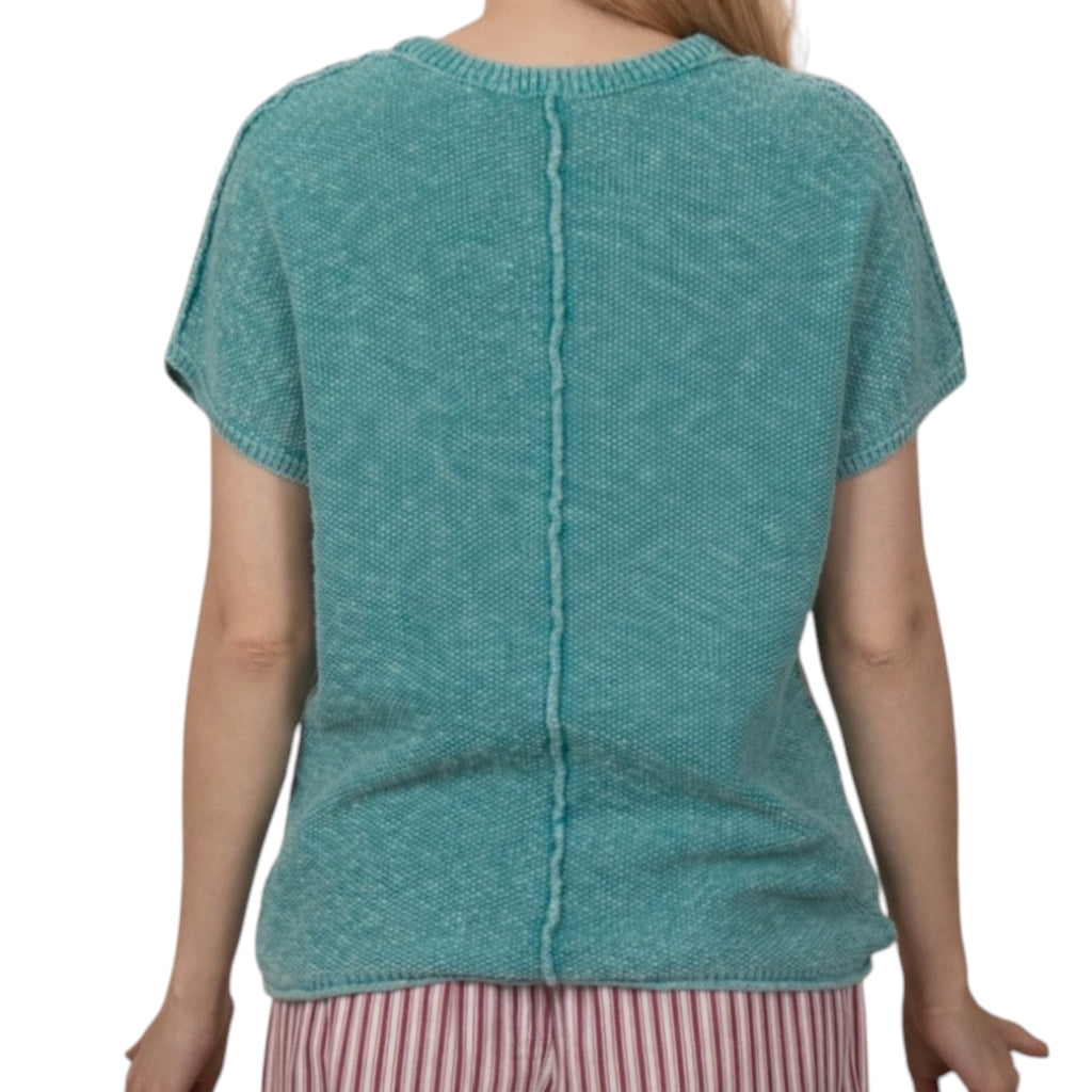 SeaFoam Mineral Washed Knit Sweater Top