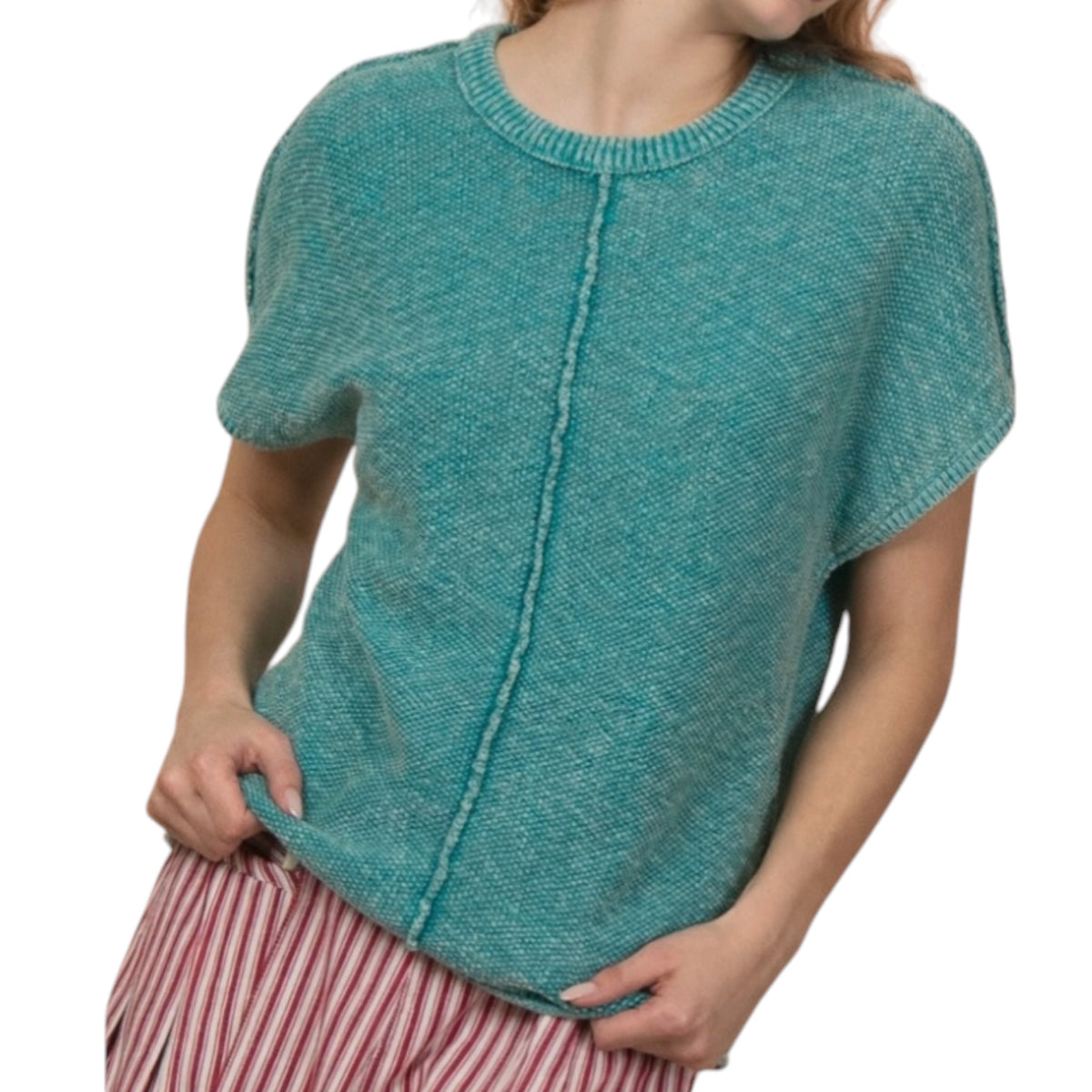 SeaFoam Mineral Washed Knit Sweater Top
