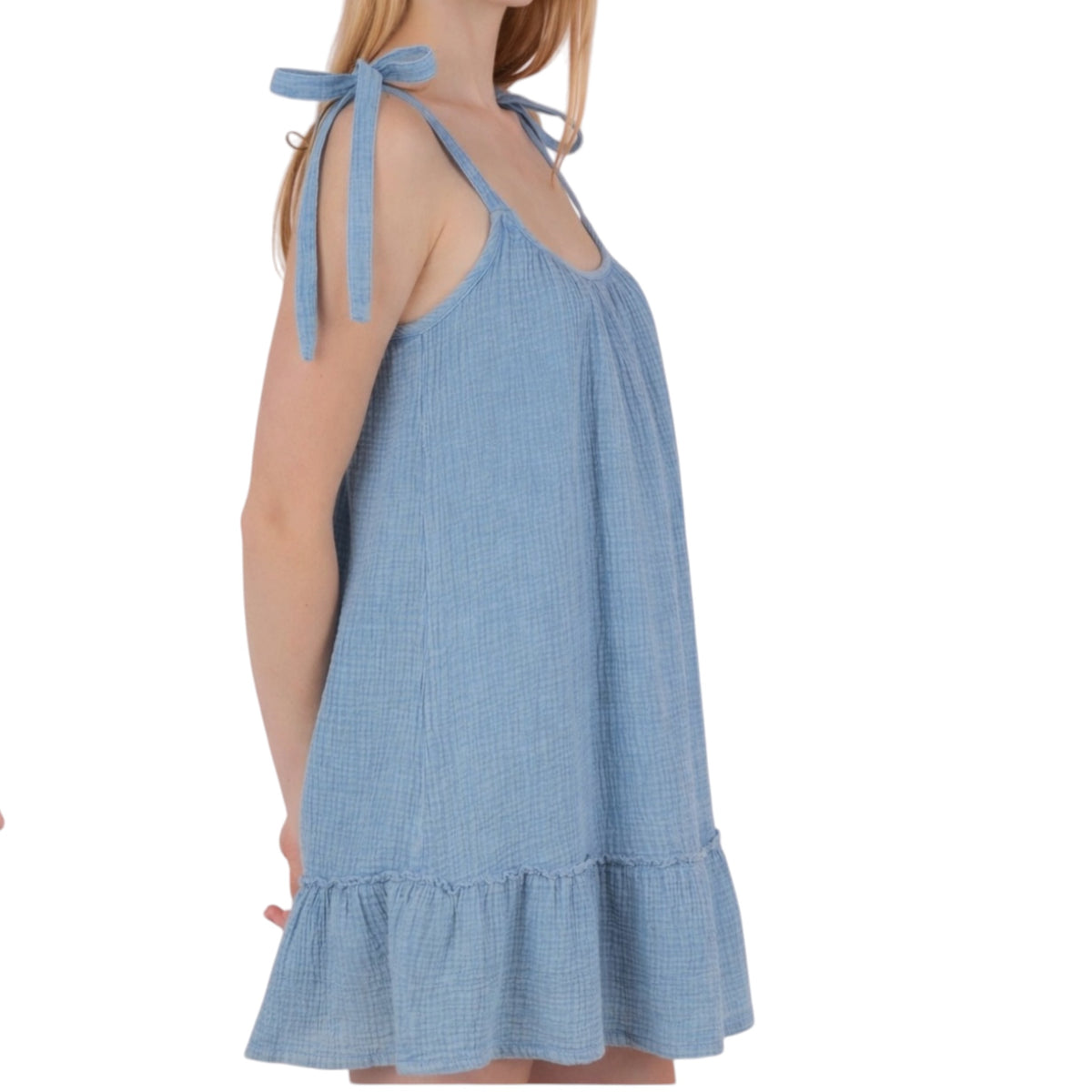 Denim Mineral Wash Mini Dress