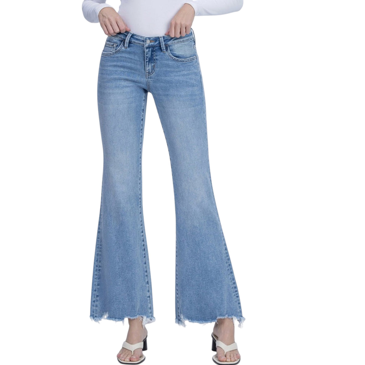 Vervet Distressed Hem Flare T7409