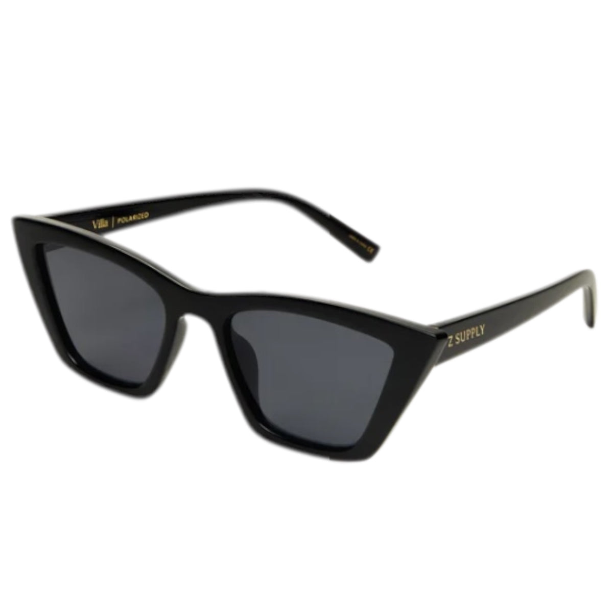 Z Supply Villa Polished Black-Grey Polarized Sunglasses