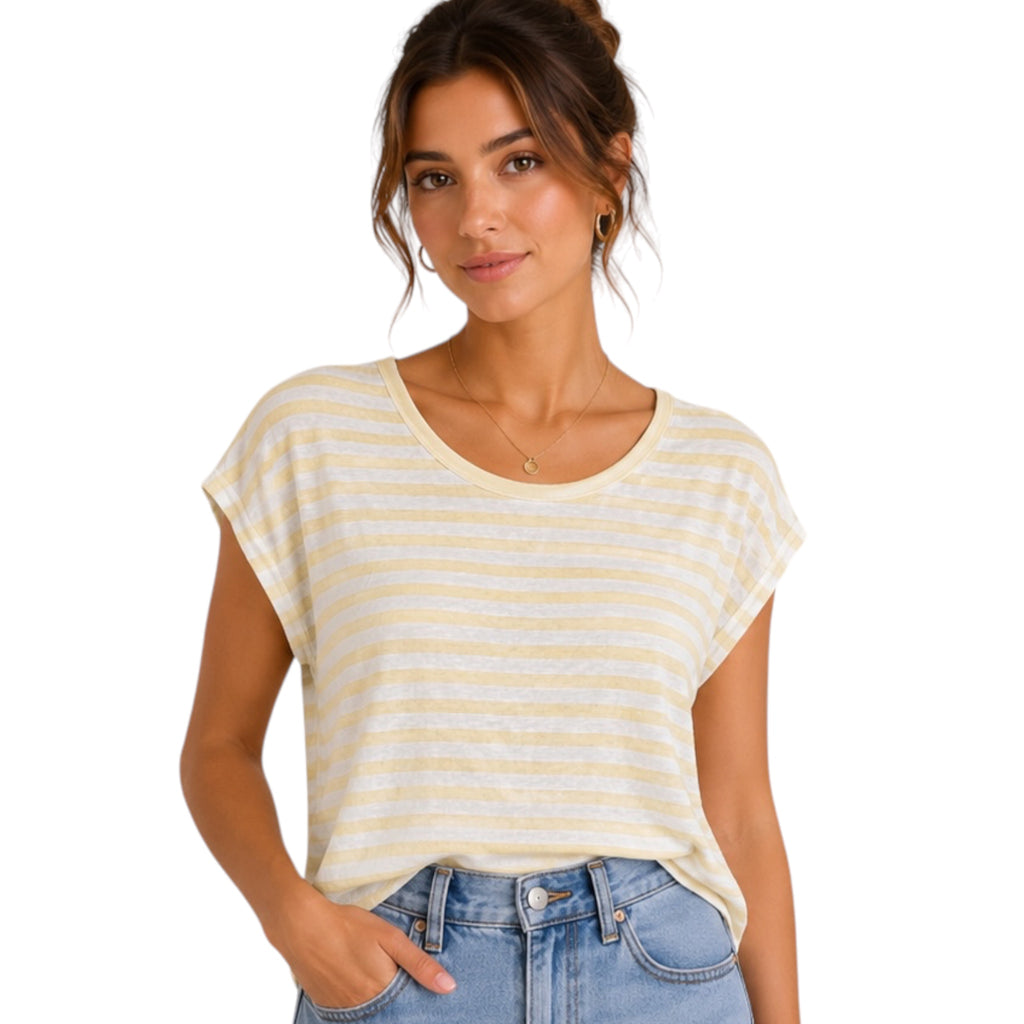 Butter Striped Cap Sleeve Top