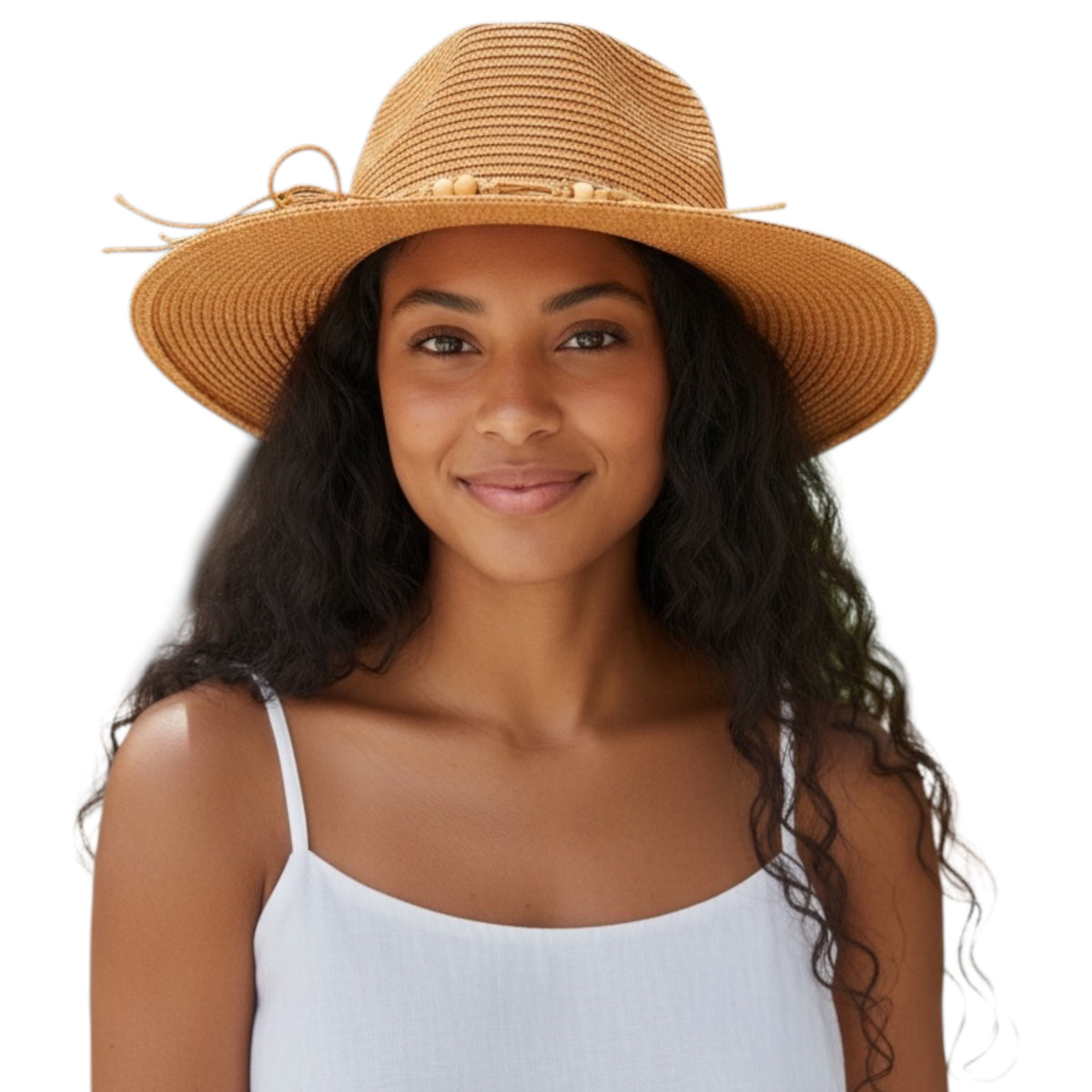 Dark Straw Beaded Hat Dark Straw