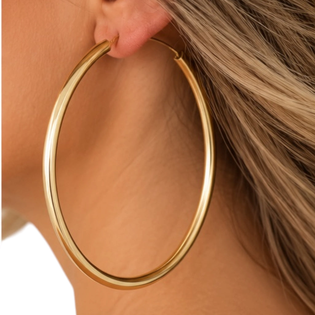 Yellow Ribbon 14K Dipped XL Hoop Earrings