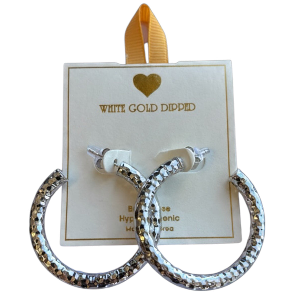 Yellow Ribbon Gold Dipped Hammered Finish Hoops