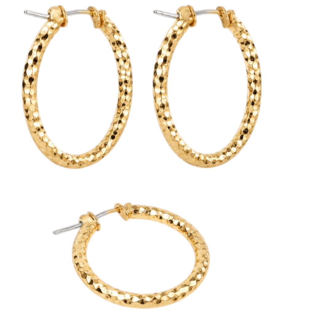 Yellow Ribbon Gold Dipped Hammered Finish Hoops