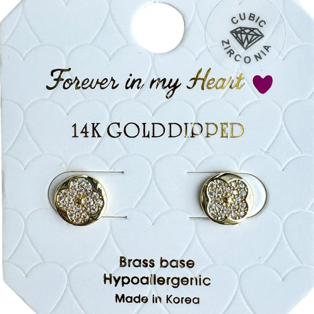 Forever In My Heart 14K Gold Dipped Clover Stud Earrings