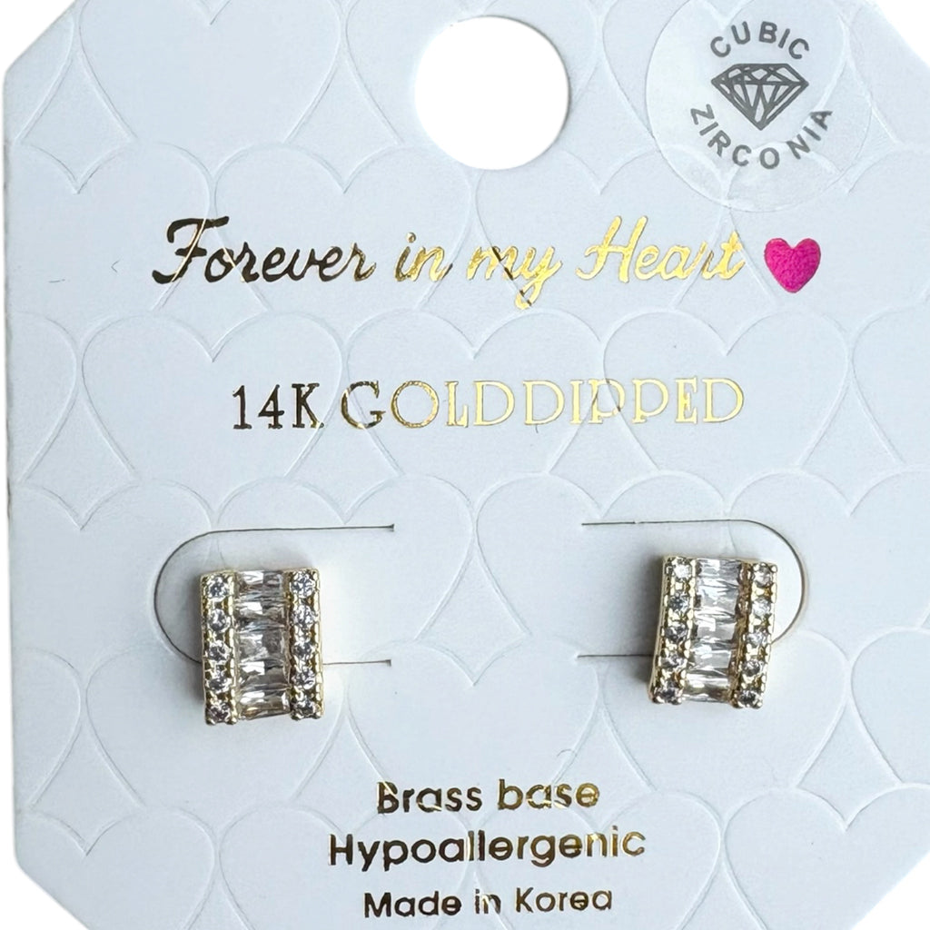 Forever In My Heart CZ Baguette Stud Earrings