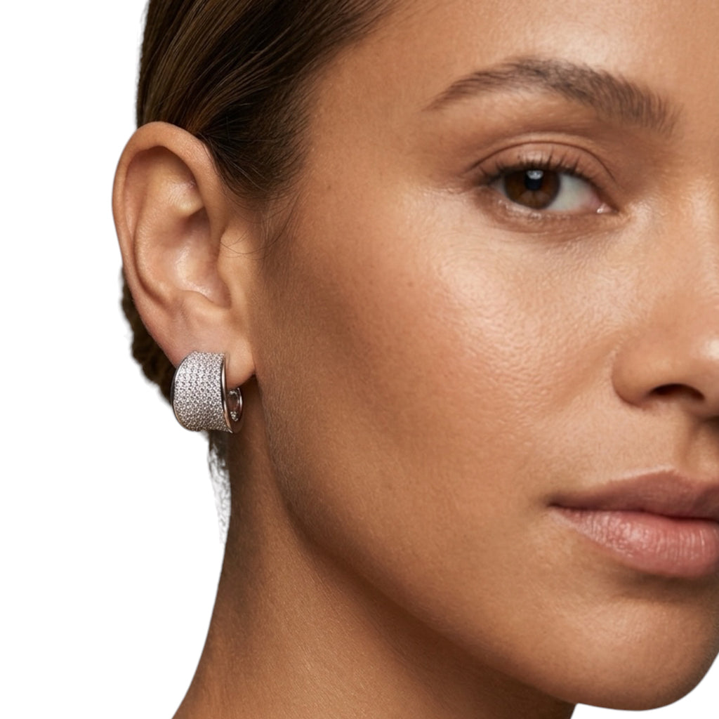 Forever In My Heart CZ Wide Huggie Hoop Earrings