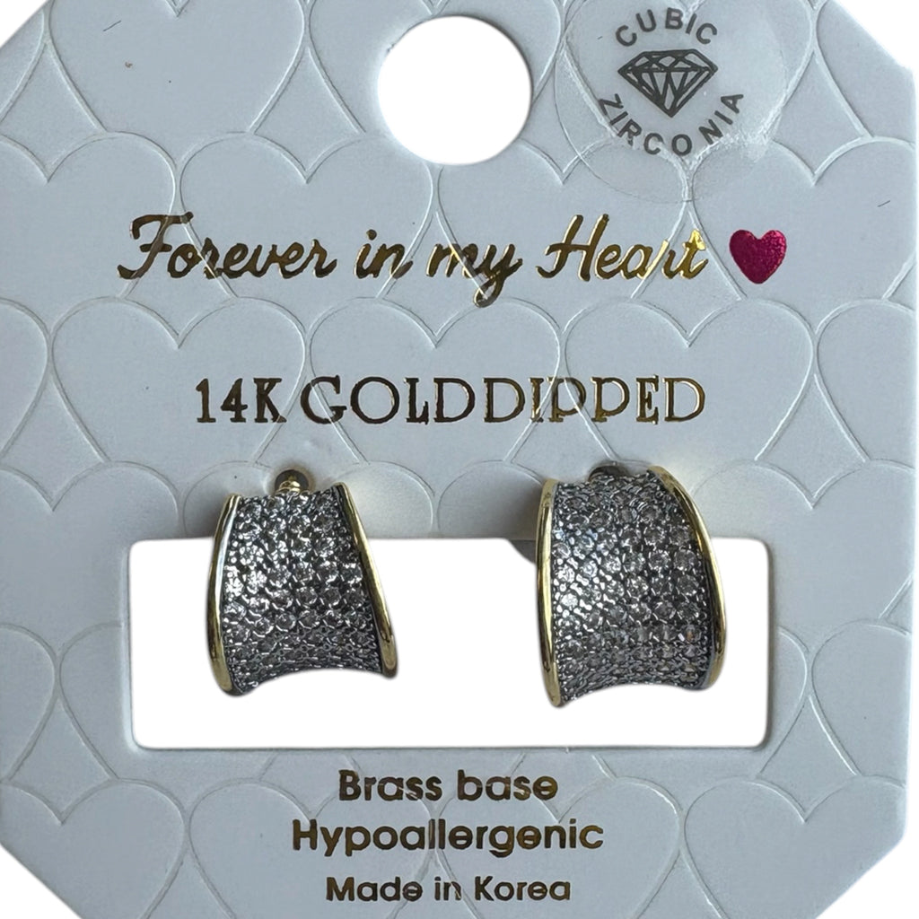 Forever In My Heart CZ Wide Huggie Hoop Earrings