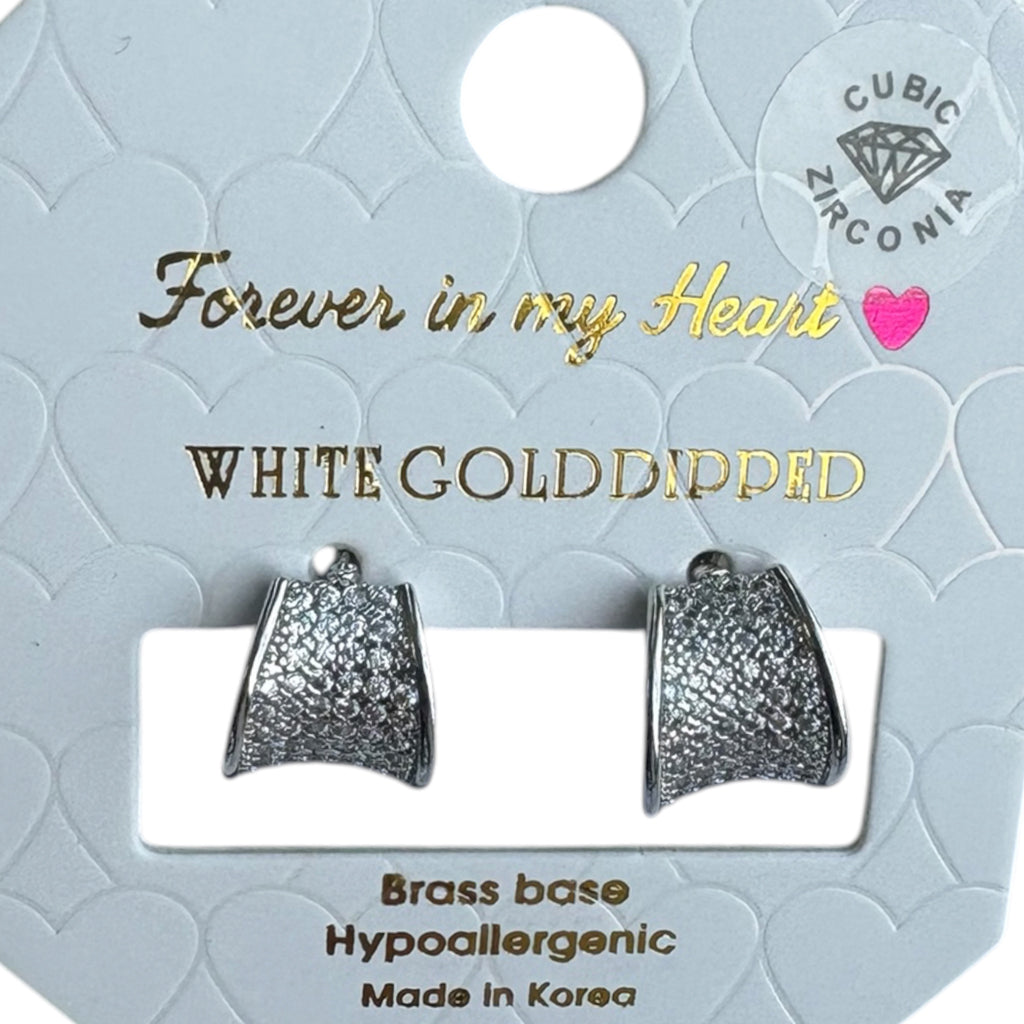Forever In My Heart CZ Wide Huggie Hoop Earrings