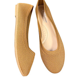 Tan Woven Classic Slip On Flats