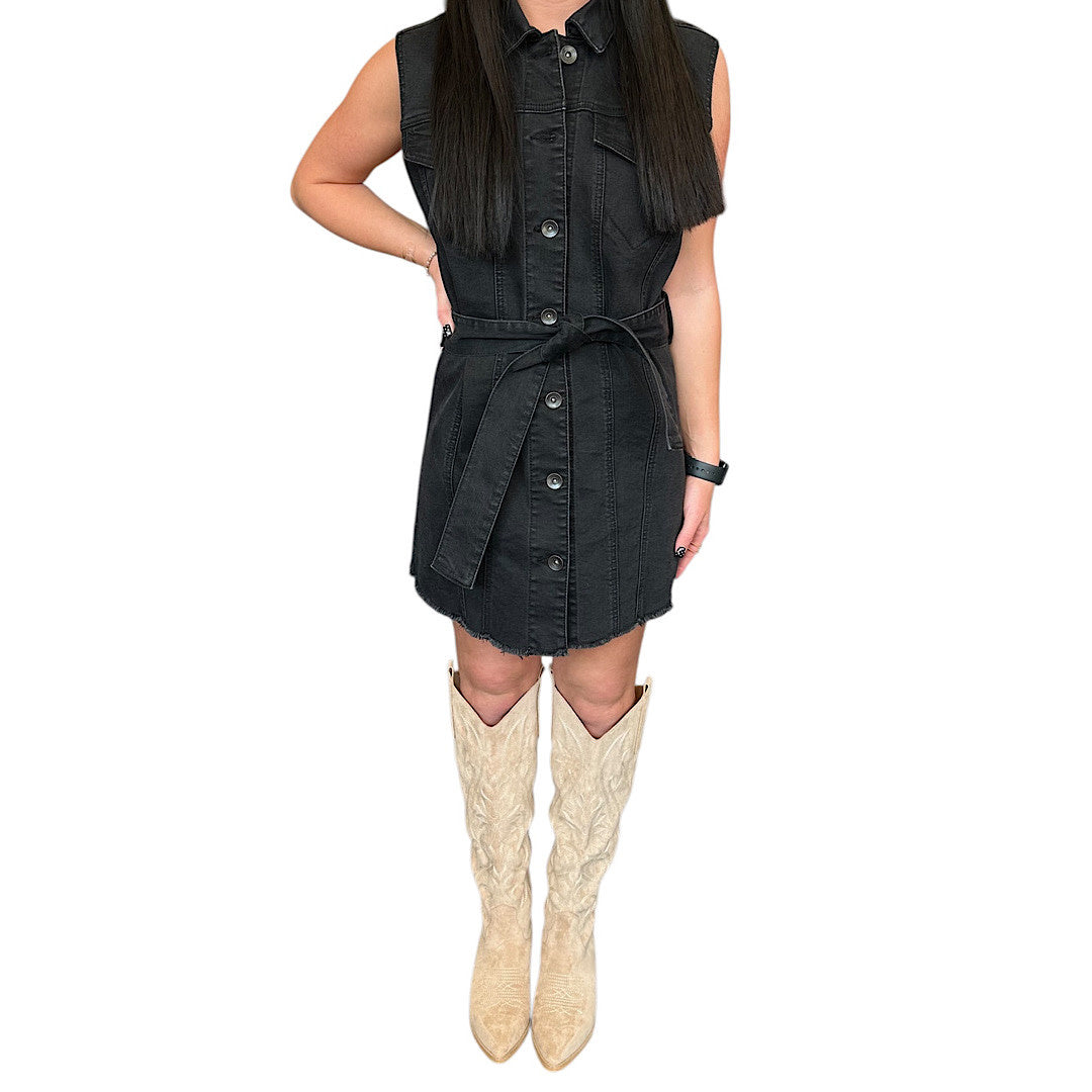 Black Sleeveless Tribal Dress S